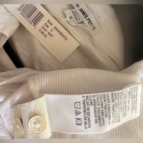 NWT $185 James Perse White Button-Down Shirt Sheer Slub Side Panel Blouse Size 3 - Picture 4 of 12